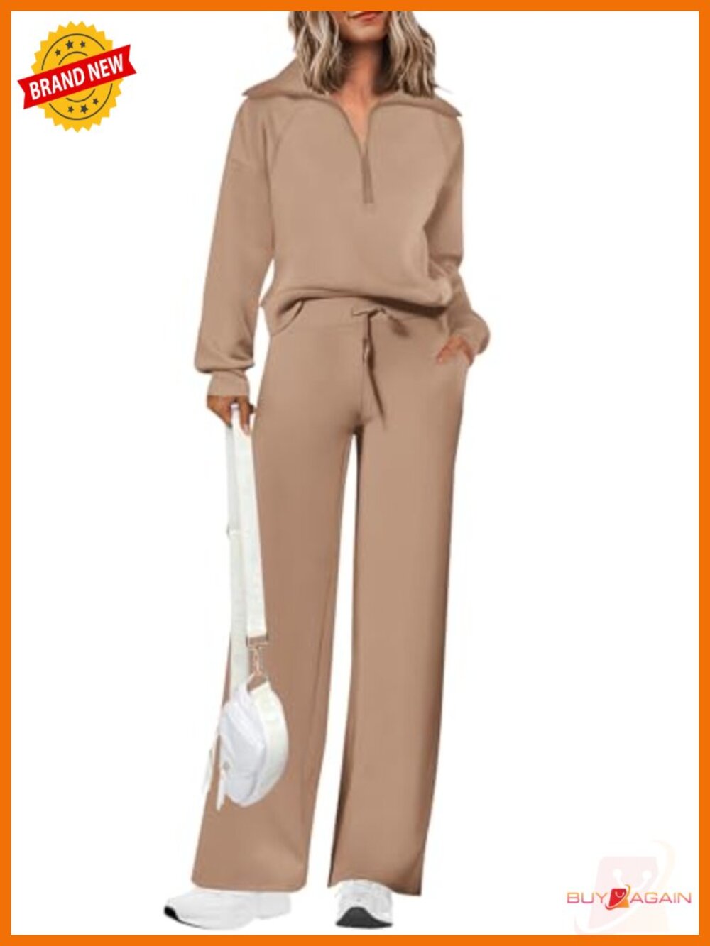Women's Cozy 2 Piece Tracksuit Lounge Set Half Zip Sweatshirt Wide Leg Pants